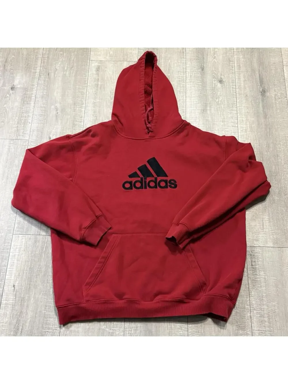 Vintage 2005 Adidas Hoodie Red Fleece Pullover Hoodie Big Logo AUZ002 Men Large - Picture 3 of 11